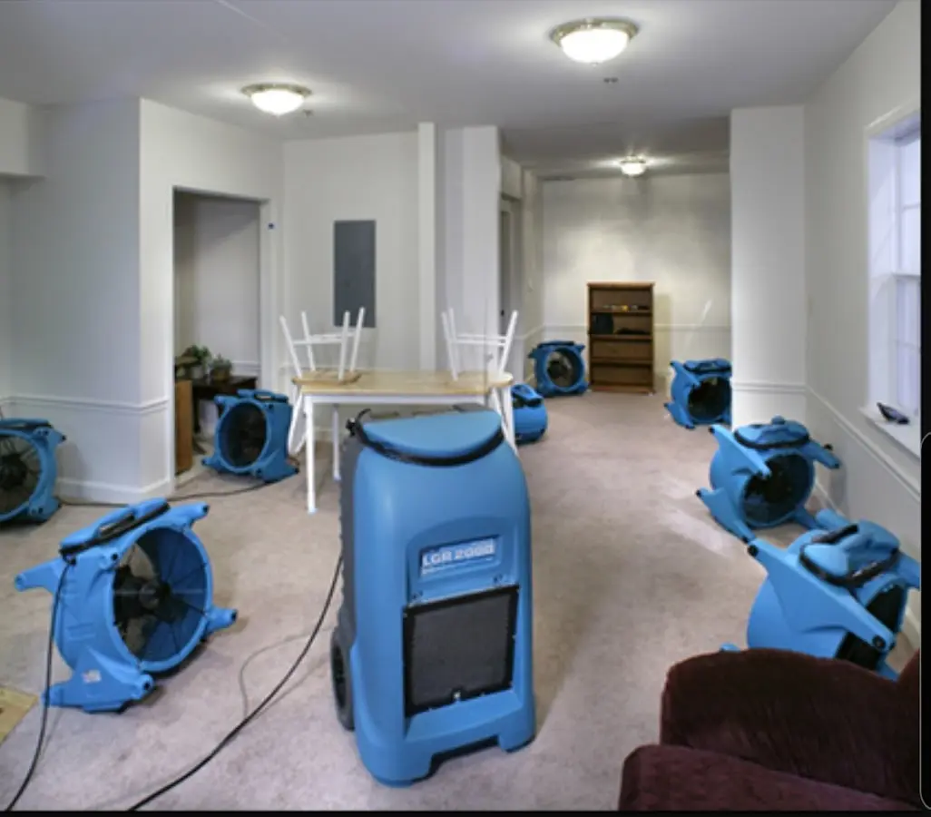 Air movers and dehumidifier setup for Water Extraction & Removal in Owosso